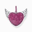 Silver blackened heart pendant with wings and ruby red zirconia from the  collection in the THOMAS SABO online store