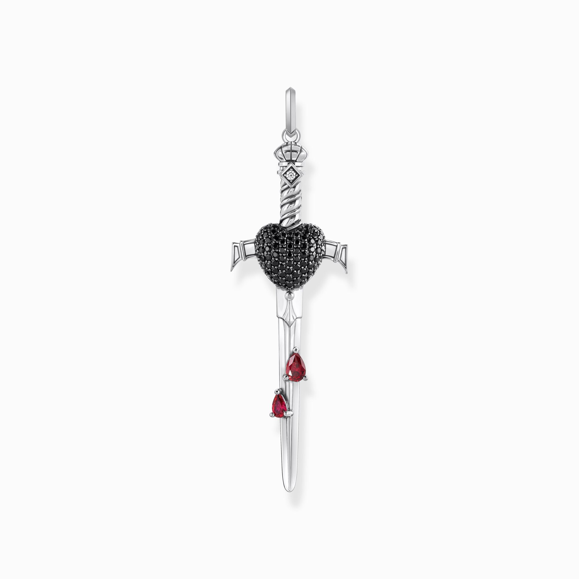 Silver blackened sword pendant with black and red stones from the  collection in the THOMAS SABO online store