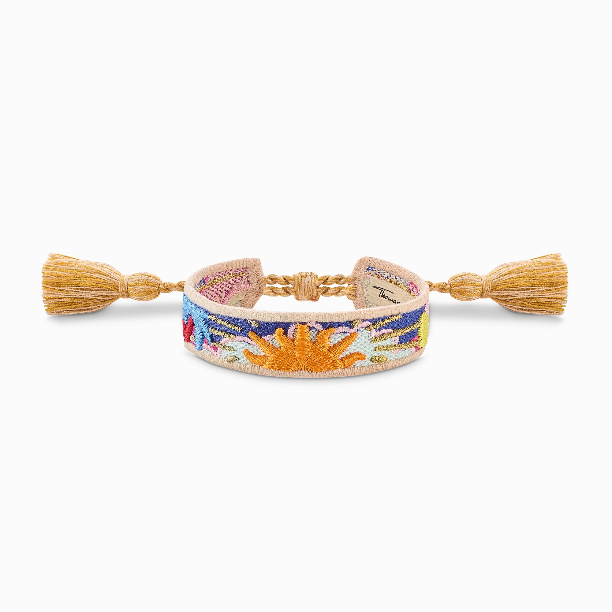 Gewebtes Armband mit Sonne, Palme und Kaktus in Orange, Dunkelblau und Gr&uuml;n aus der Charming Collection Kollektion im Online Shop von THOMAS SABO