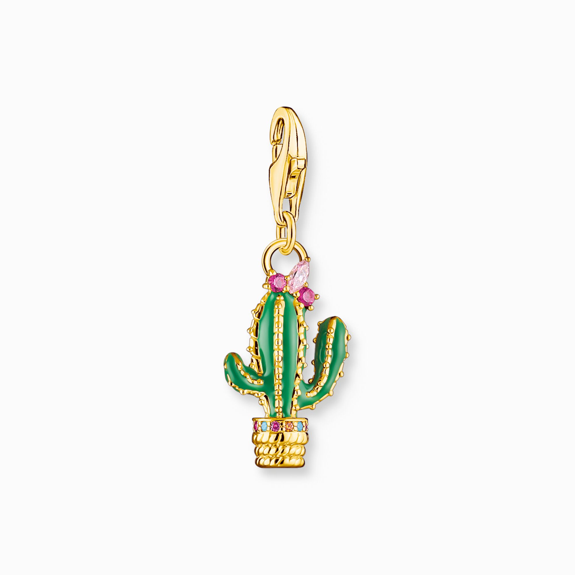 Charm, vergoldet: Kaktus SABO Kaltemaille | mit grüner THOMAS