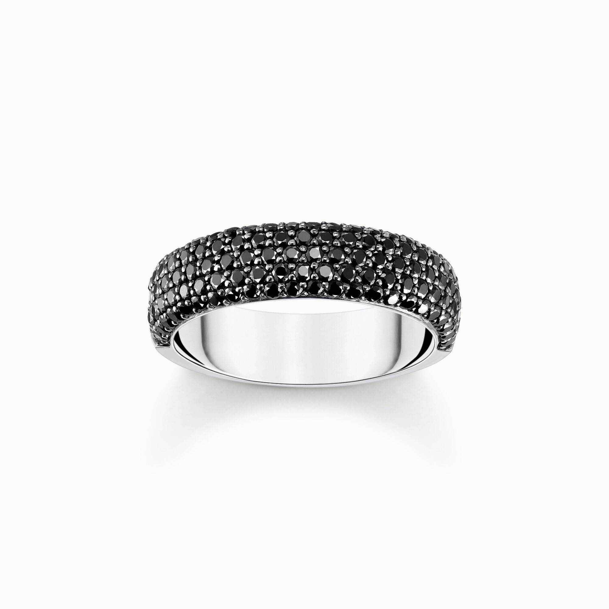 Silver band ring with black zirconia and engraving from the  collection in the THOMAS SABO online store