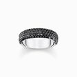 Silver band ring with black zirconia and engraving from the  collection in the THOMAS SABO online store