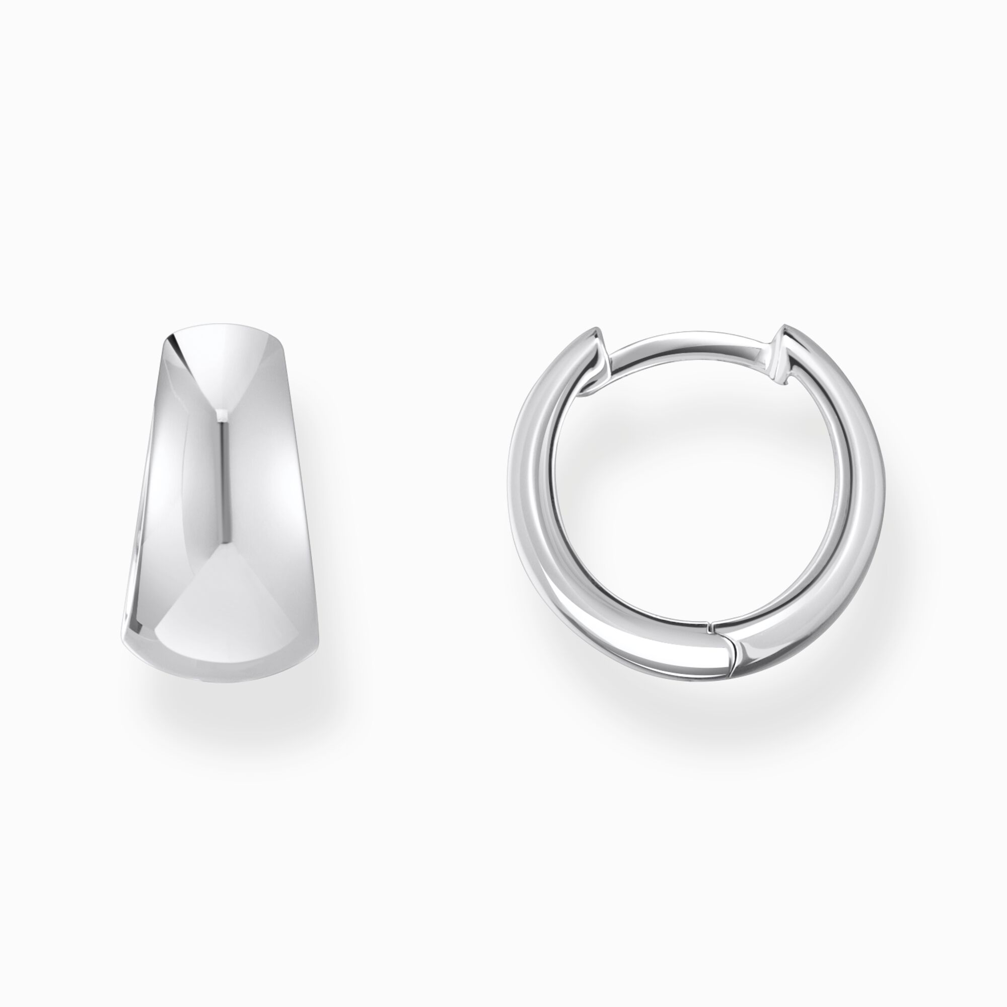 Silver classic hoop earrings in chunky, trapezoidal shape from the  collection in the THOMAS SABO online store