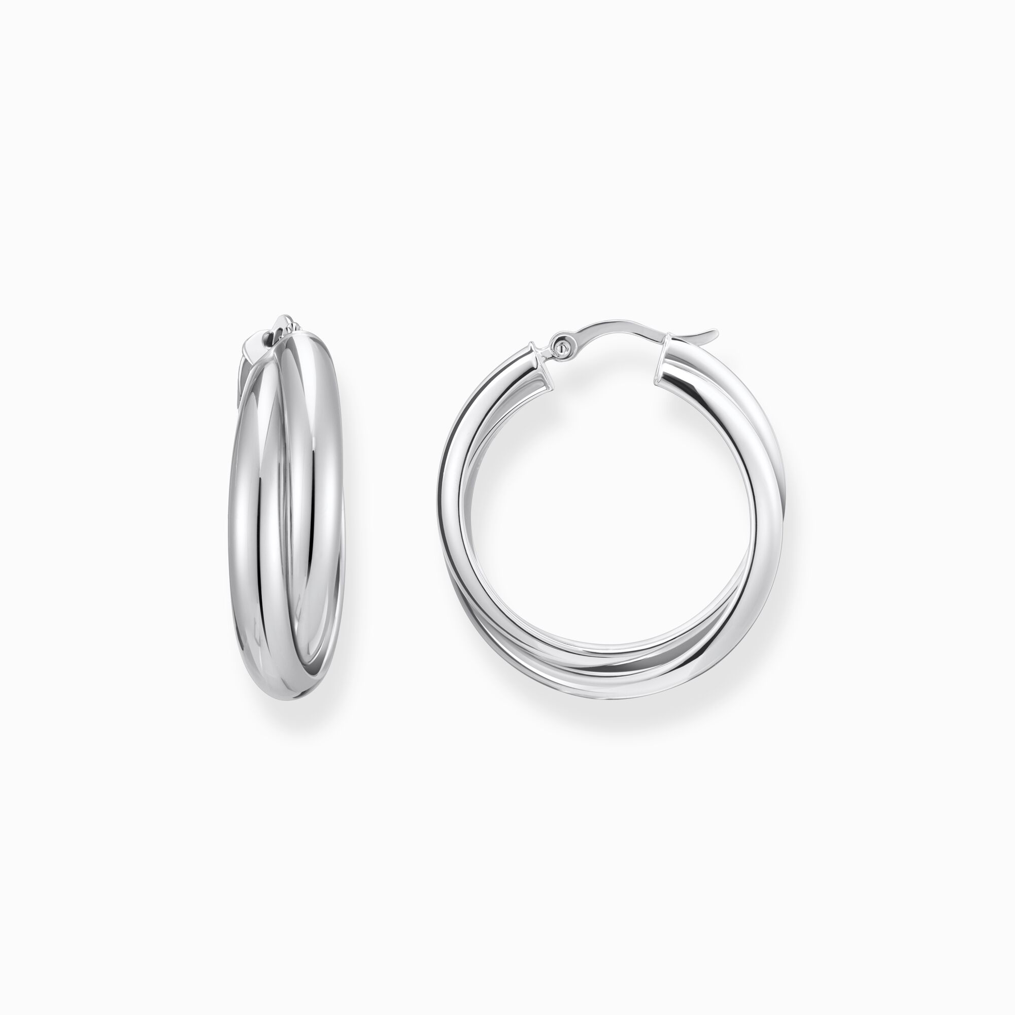 Big silver hoop earrings intertwined design from the  collection in the THOMAS SABO online store