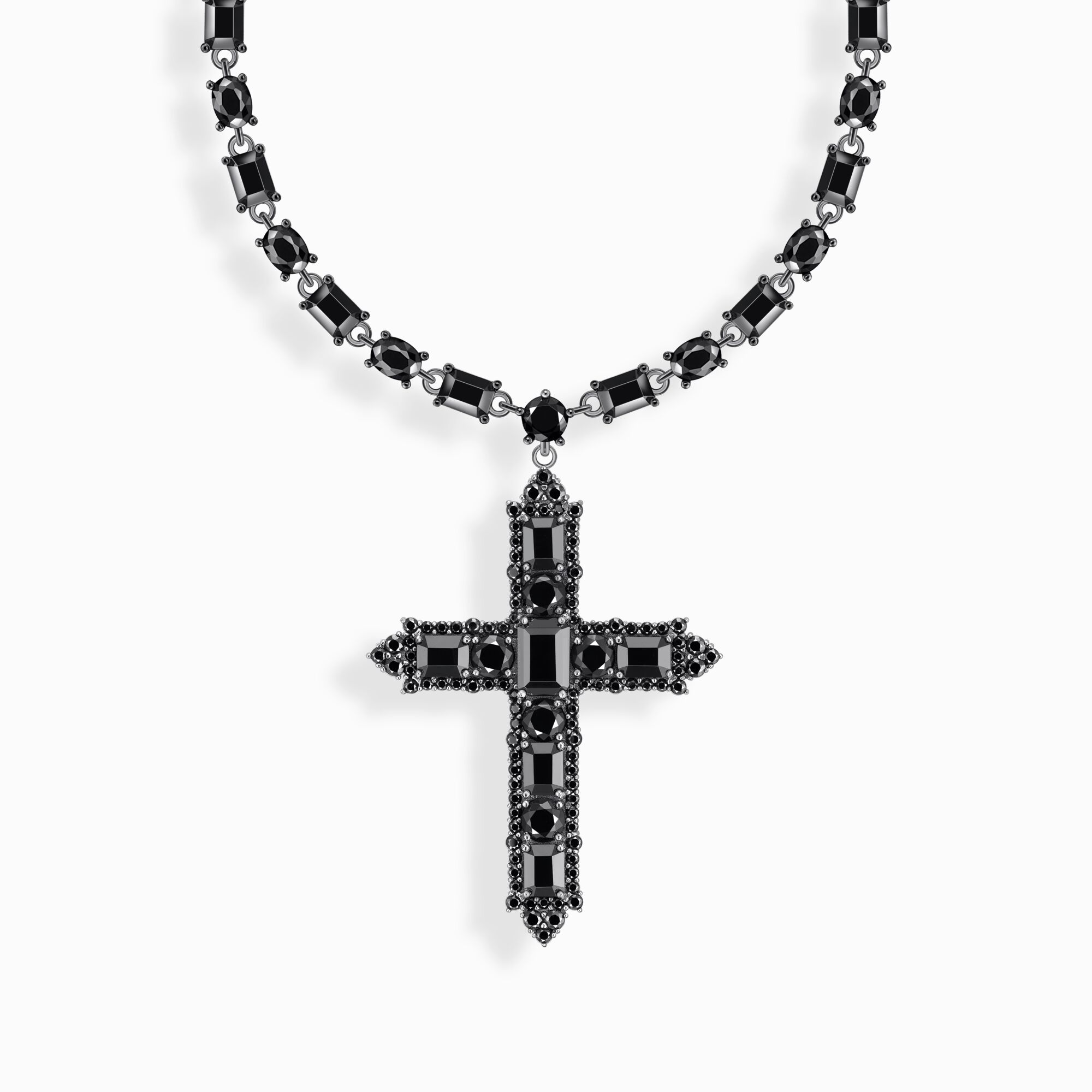 Silver necklace with cross pendant and black zirconia from the  collection in the THOMAS SABO online store