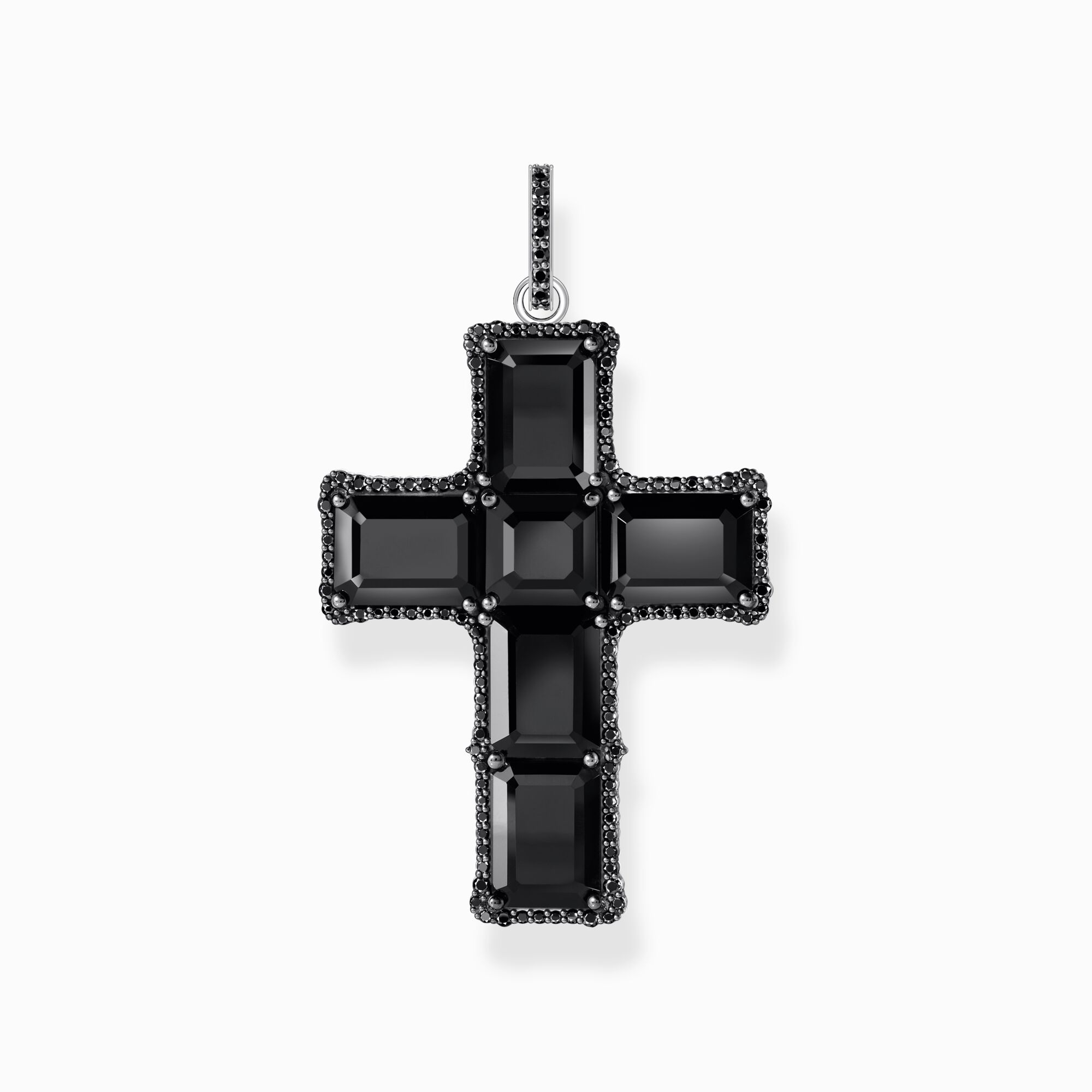 Silver blackened cross pendant with black zirconia from the  collection in the THOMAS SABO online store