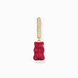 Gold-plated single hoop earring medium sized with red goldbears from the Charming Collection collection in the THOMAS SABO online store