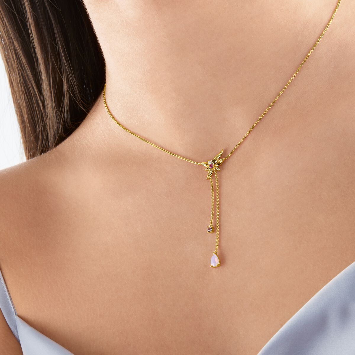 Gold Plated Leaf Design Pendant Necklace Chain for Women Girls - Sale