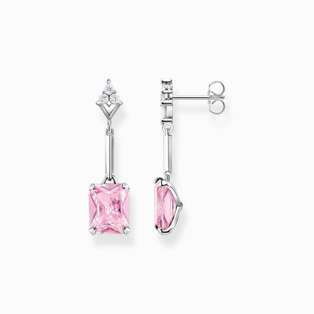 Silber mit | Weiß, Ohrhänger THOMAS & Steinen in SABO Pink