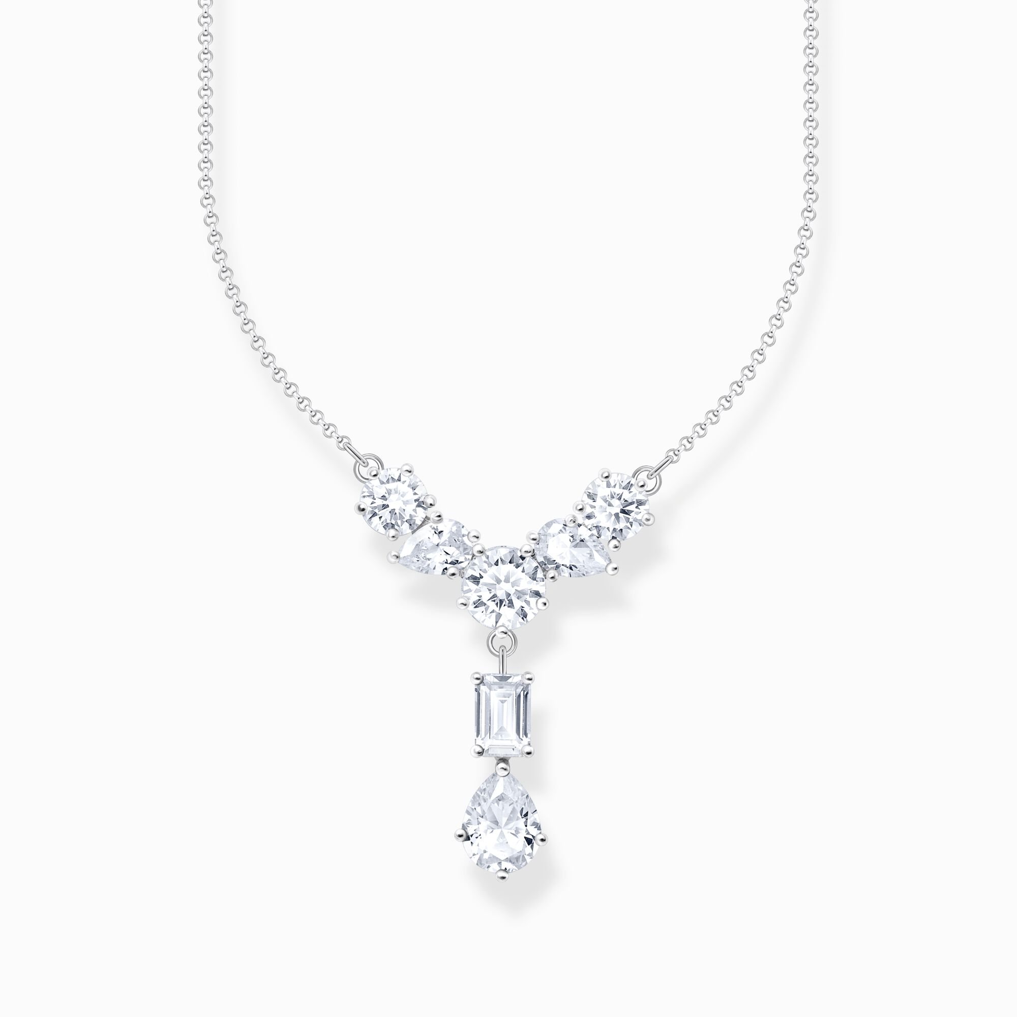 stones | in Y-shape seven Silver white THOMAS with SABO zirconia necklace