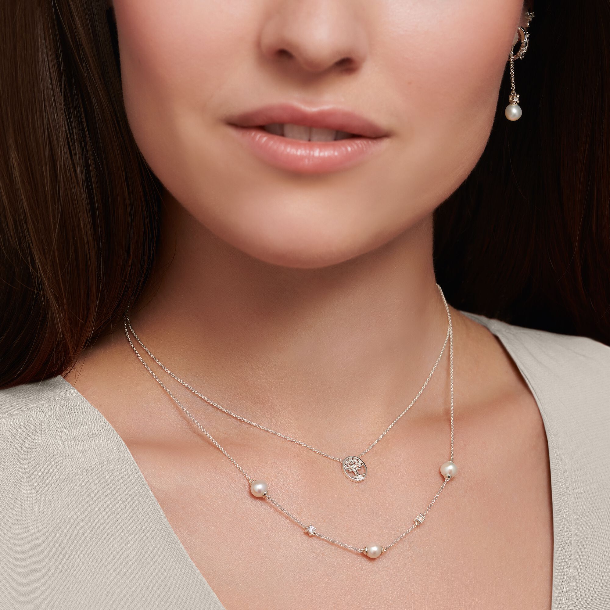 Halskette aus Silber mit Perlen – Zirkonia und SABO THOMAS
