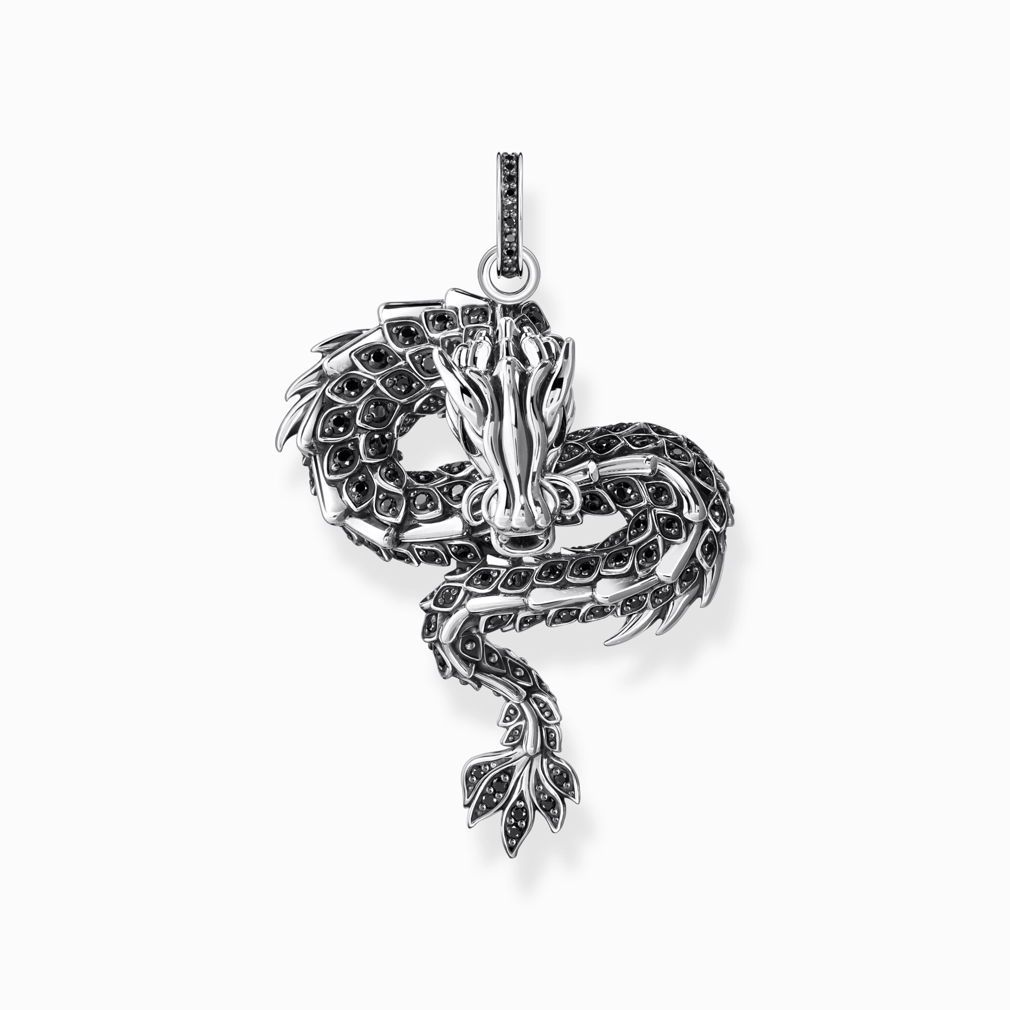 Silver blackened dragon pendant with black zirconia &amp; cold enamel from the  collection in the THOMAS SABO online store