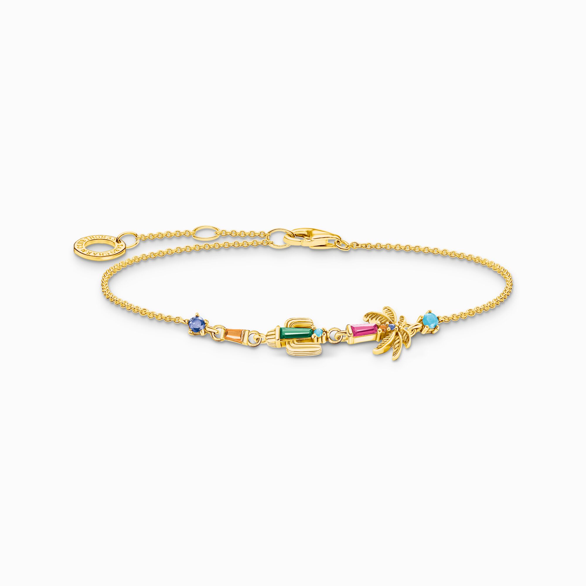 Bracelet arborant un palmier, un cactus et des gemmes multicolores dor&eacute; de la collection Charming Collection dans la boutique en ligne de THOMAS SABO