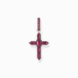 Silver blackened cross single hoop earring with ruby red stones from the  collection in the THOMAS SABO online store