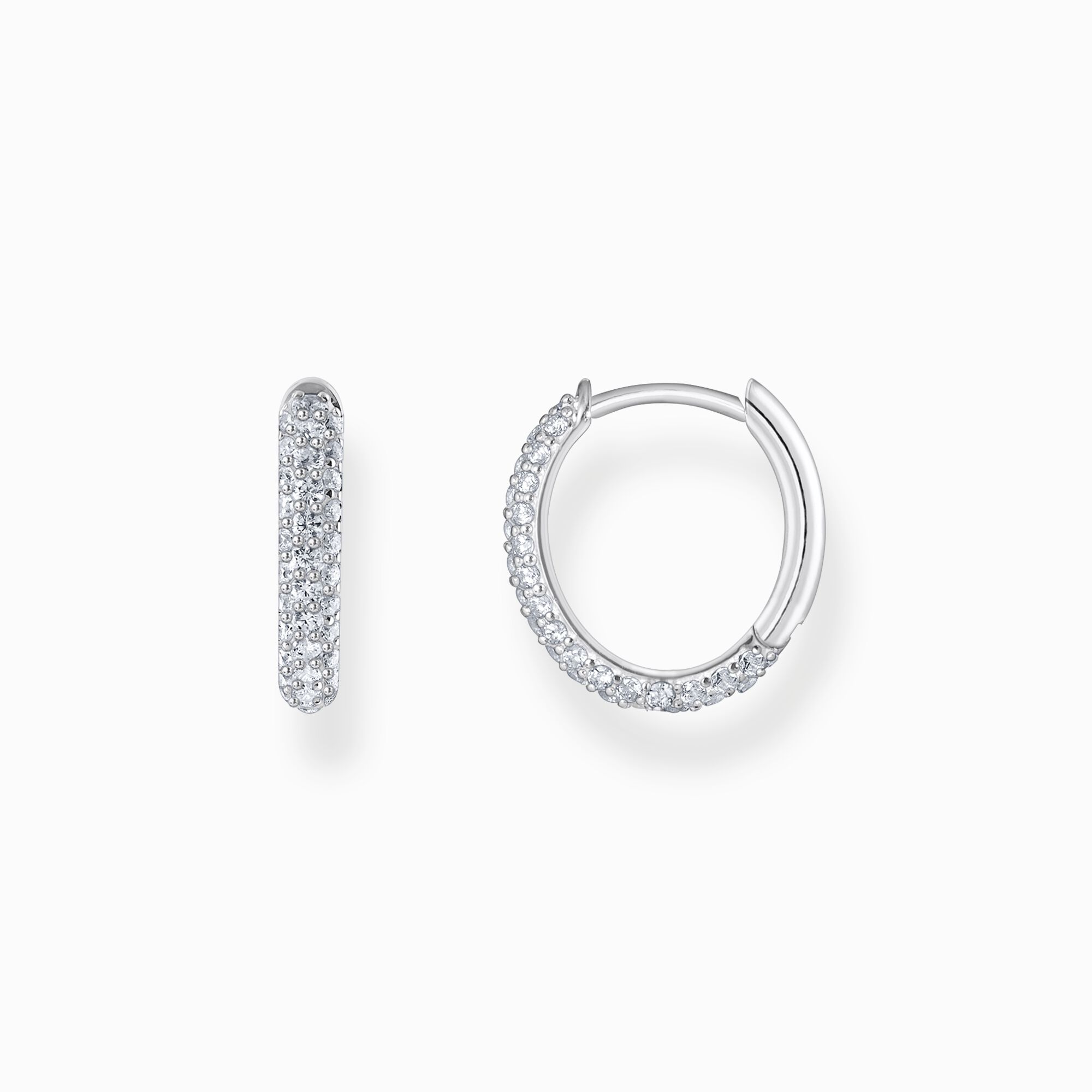 Silver hoop earrings with white zirconia pav&eacute; from the  collection in the THOMAS SABO online store