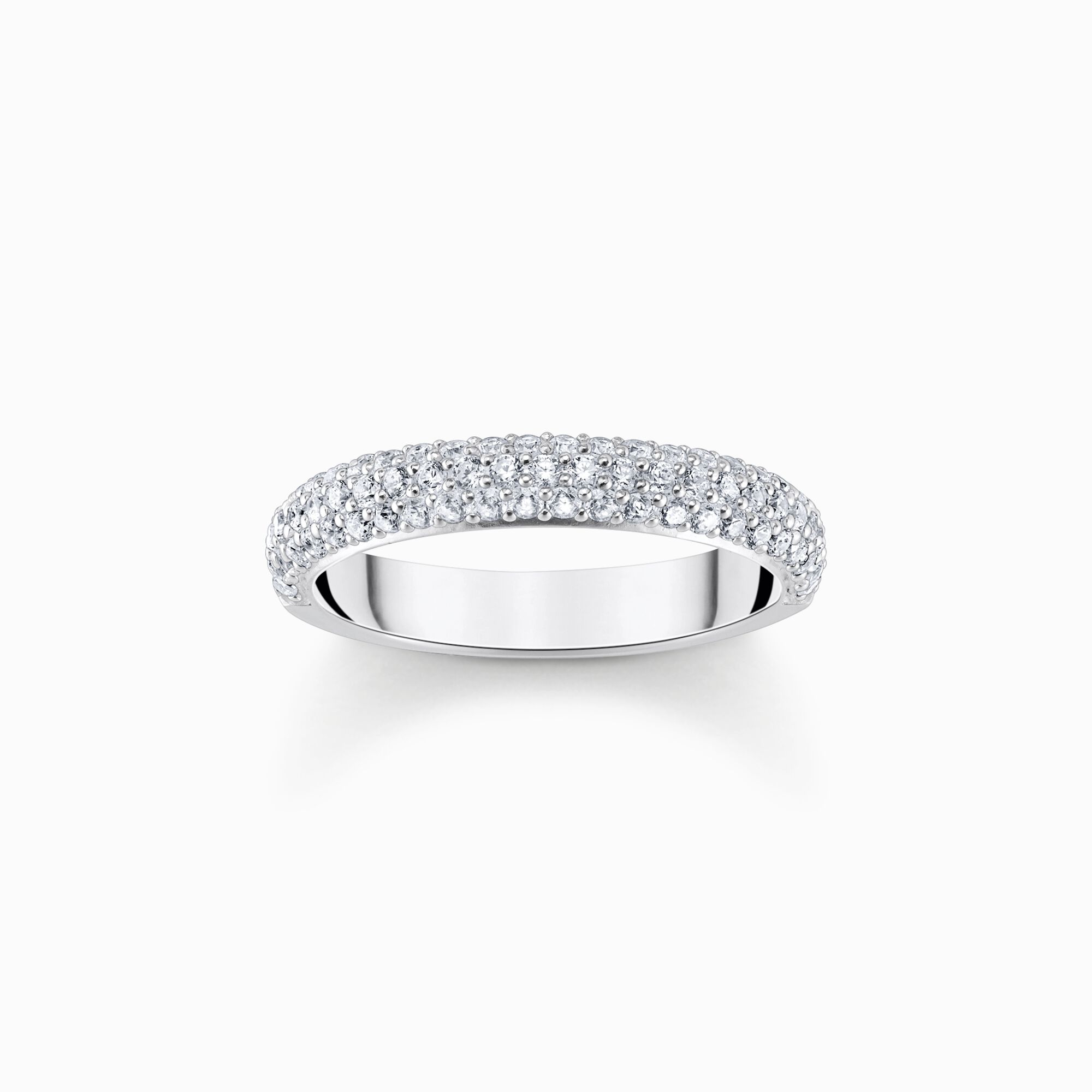 Silver band ring with white zirconia and engraving from the  collection in the THOMAS SABO online store