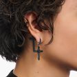 Silver blackened cross single hoop earring with black zirconia from the  collection in the THOMAS SABO online store